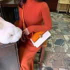 Long-sleeve Midi Knit Mermaid Dress