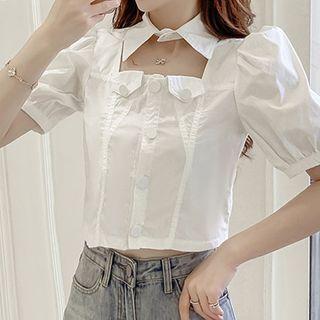 Short-sleeve Cutout Blouse