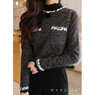 Dual-pocket Braided-trim Knit Top