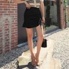 Drawcord Shirred Miniskirt