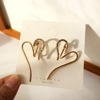 Heart Drop Earring 1 Pair - Heart Drop Earring - Gold - One Size
