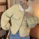 Button-up Pocketed Jacket / Lace Blouse