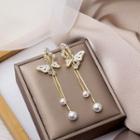 Butterfly Drop Earring 1 Pair - E1176 - Gold & White - One Size