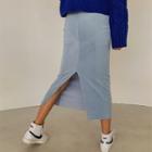 Pastel-color H-line Long Ribbed Skirt