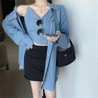 Denim Shirt / Spaghetti Strap Top
