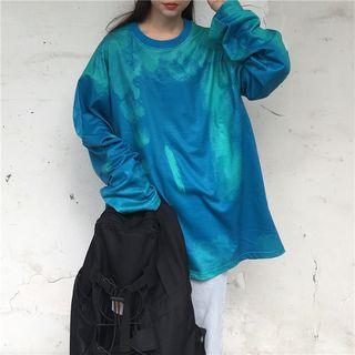 Long-sleeve Print T-shirt Blue & Green - One Size