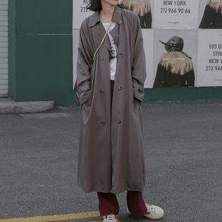 Double Breasted Long Trench Coat Gray - S