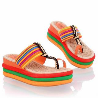 Color-block Wedge Sandals