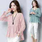 Long Sleeve Ruffle Trim Top