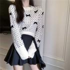 Color-block Ribbon Knit Sweater As Figure - One Size