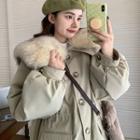 Furry Lapel Breasted Cotton Jacket