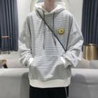 Long-sleeve Striped Applique Hooded Pullover