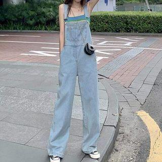 Colored Stripe Camisole Top / Loose Fit Denim Jeans