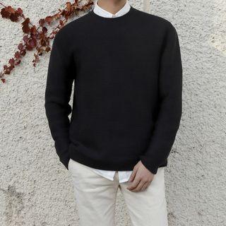 Crew-neck Colored Ribbed Sweater