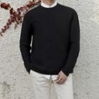 Crew-neck Colored Ribbed Sweater