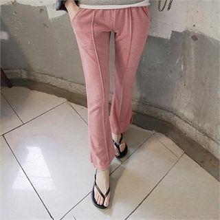 Slit-hem Boot-cut Ribbed Pants