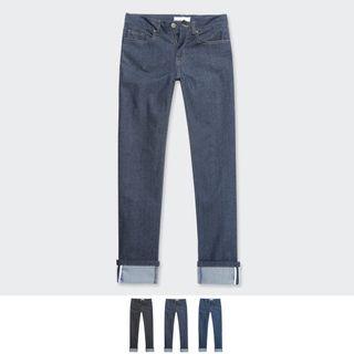 Cuff-hem Stitched Straight-cut Jeans