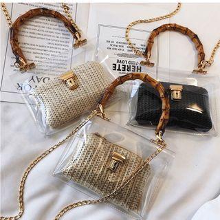 Set: Transparent Chain Crossbody Bag + Pouch