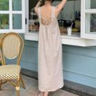 Sleeveless Plain Midi Dress Melange Gray - One Size