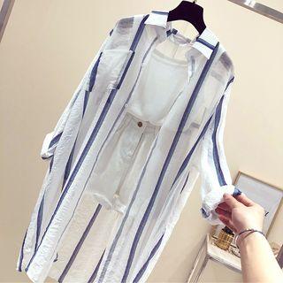 Striped Open Front Jacket