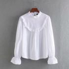Bell-sleeve Embroidered Ruffled Blouse