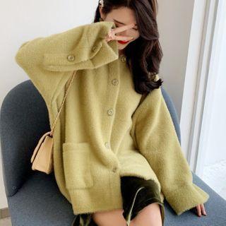 Fleece Button Jacket Jacket - Mustard Yellow - One Size