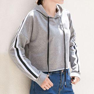 Panel Cropped Long-sleeve Hoodie