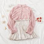 Long Sleeve Shirt / High Waist Mini Skirt