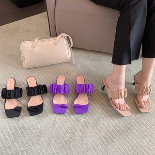 Shirred Stiletto Heel Slide Sandals