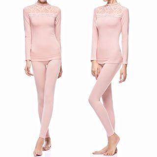 Loungewear Set: Lace Panel Top + Pants