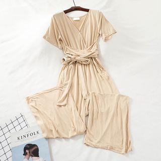 V-neck Playsuit With Sash