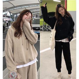 Set: Slit Hoodie + Seam Front Harem Pants