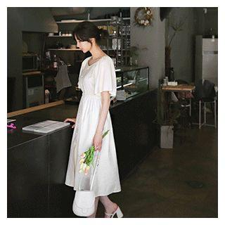 Band-waist Shirtdress Light Beige - One Size