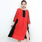 3/4-sleeve Colour Block Bodydoll Dress