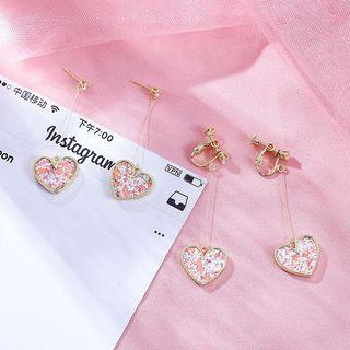Heart Dangle Earring / Heart Clip-on Earring