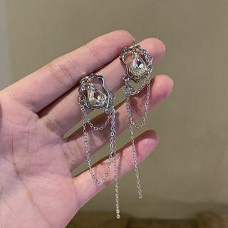 Alloy Chained Fringed Earring 1 Pair - White - One Size