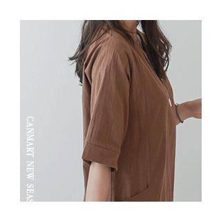 Round-neck Pocket-detail Dress