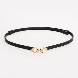 Faux Pearl Genuine Leather Belt