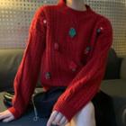 Long-sleeve Strawberry Knit Sweater