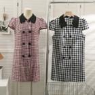 Checkerboard Double-breasted Mini Dress