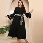 Flared-sleeve Bow Accent Maxi A-line Dress