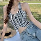 Halter Houndstooth Top Black & White - One Size