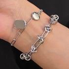 Set Of 2: Chain Bracelet 0896a - Set Of 2 - Silver - One Size