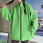 Logo Zip-up Fleece Jacket Green - One Size