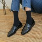 Square-toe Faux-leather Loafers