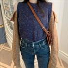 Off-shoulder Colorblock Knit Sweater As Shown In Figure - One Size