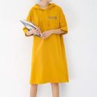 Letter Print Short Sleeve Sweatshirt Midi Dress