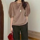 Puff-sleeve Eco Fur Top