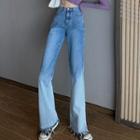 Slit-hem Boot-cut Gradient Jeans
