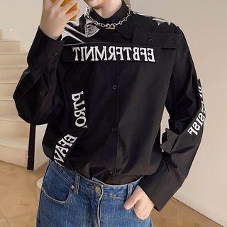 Long-sleeve Lettering Strap Shirt